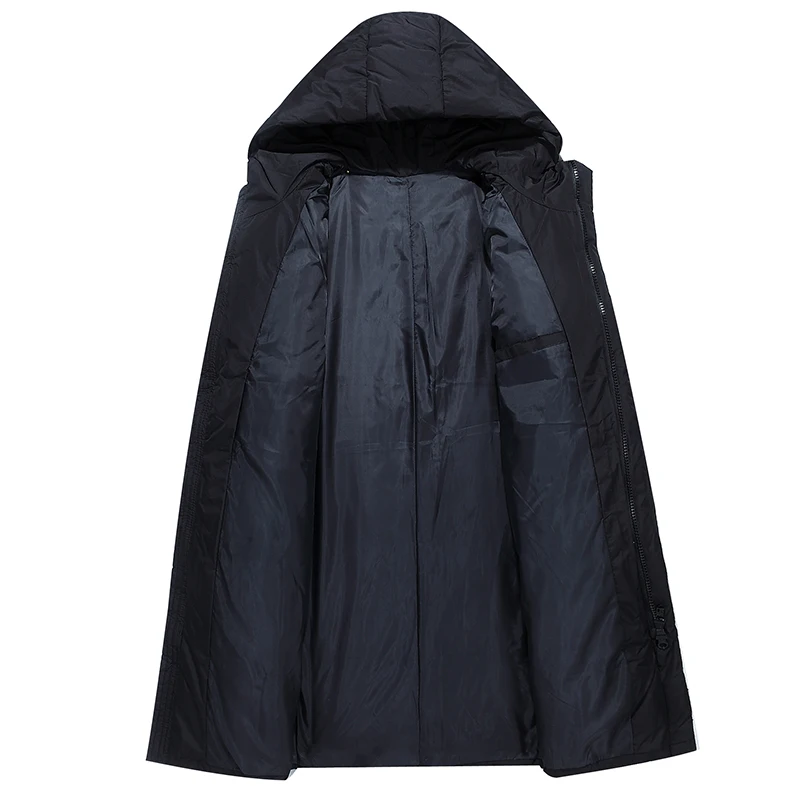 2021 winter new down jacket slim handsome men's hooded long thickened leisure warm coat fashion brand White duck down Windproof