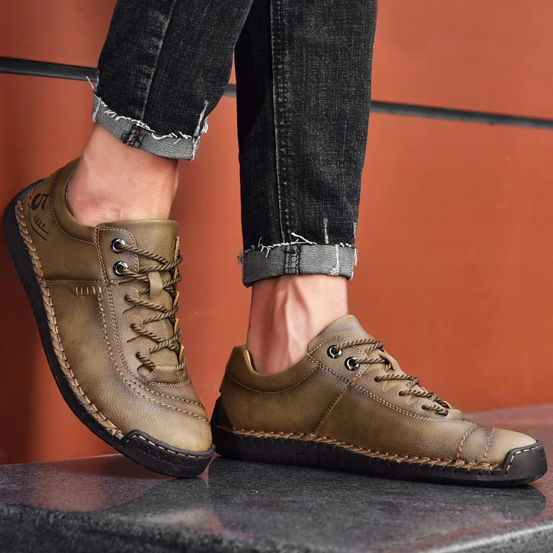 Comfortable Men's Casual Shoes Men Leather Loafers Flat Handmade Breathable Moccasins Designer Walking Sneakers CC-369 | Обувь