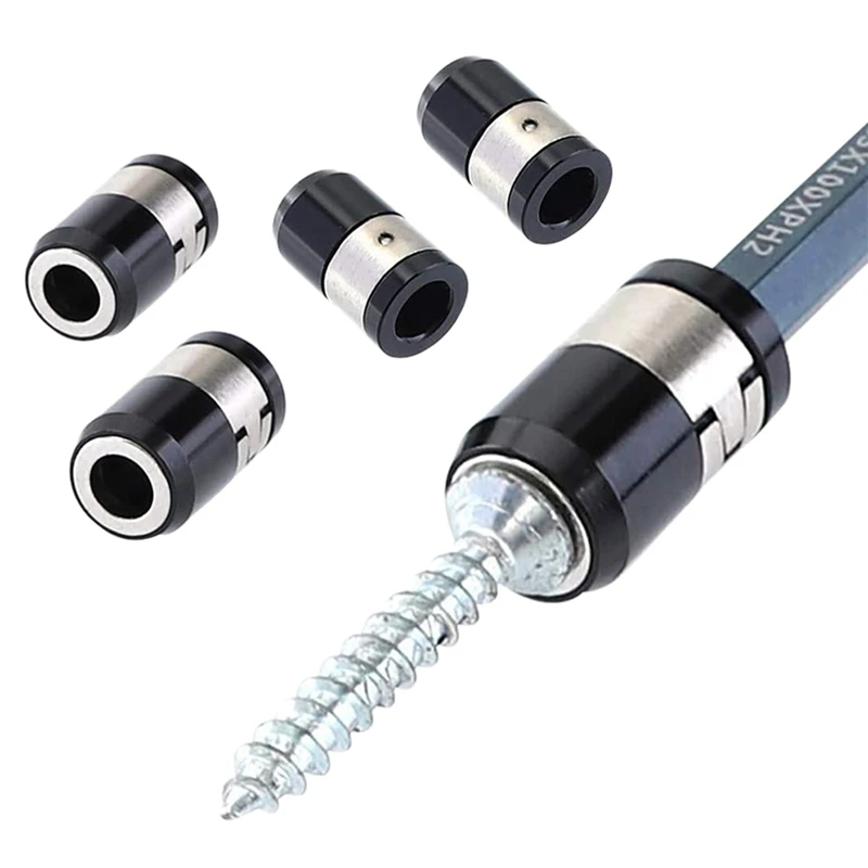 

4Pcs Screwdriver Magnetic Ring 1/4 Inch 6.35mm Metal & 1set Extra Long Twist Drill Bits Set,Woodworking Drill Bit