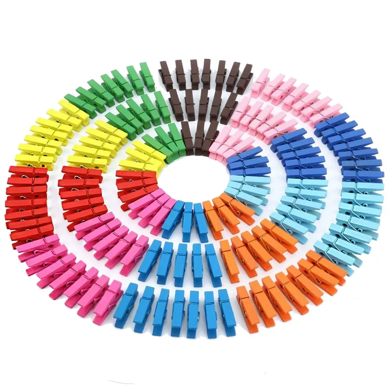 

50pcs/Pack DIY Color Mini Wooden Clips Handmade Craft Decorative Photo Clip Clothespin Craft Decoration Pegs Home Office DIY Toy