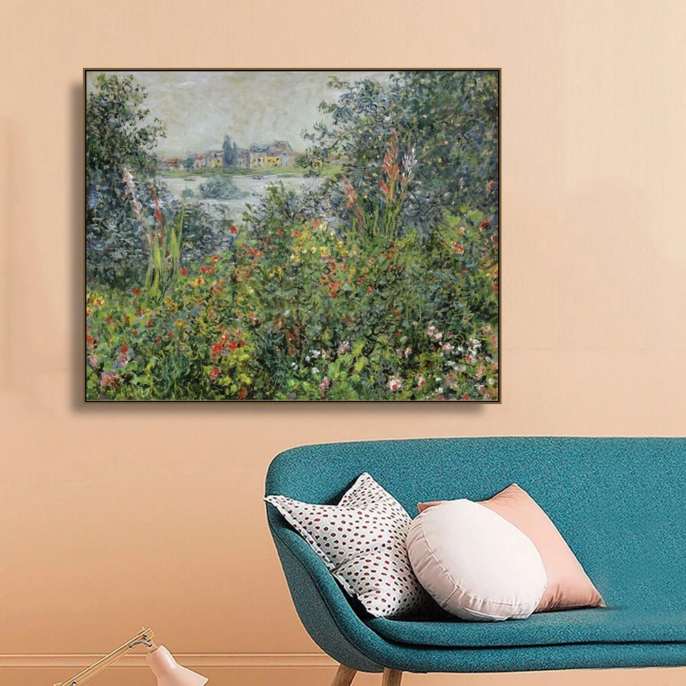 

lowers at Vetheuil by Monet Wall Pictures Posters Print Canvas Painting Calligraphy Decor Picture for Living Room Home Decor