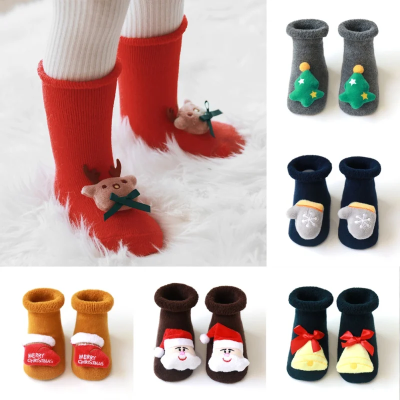 Нескользящие милые Мультяшные хлопковые зимние осенние детские рождественские