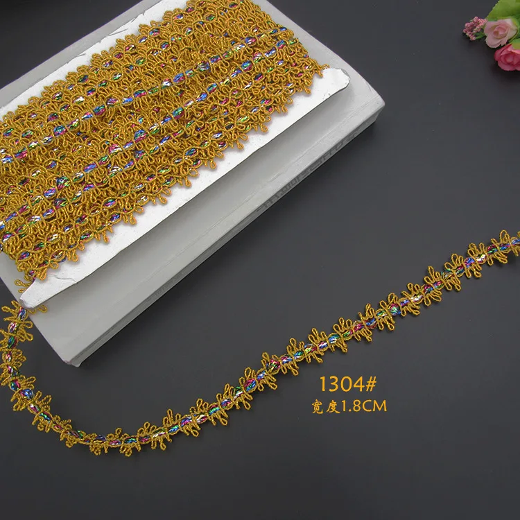 10 ярдов блестки кружевная лента оставляет отделку ткань для латиноамериканского