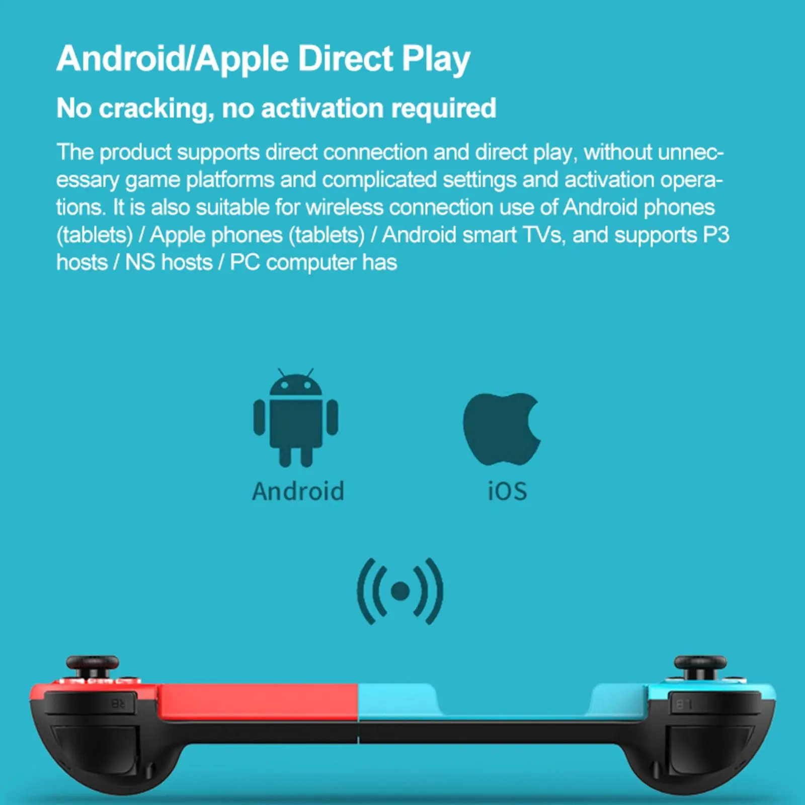 

Bluetooth 5.0 Game Controller Cool LED Backlight With Comfortable Grip Game Handle With Cool LED Light Button Protective