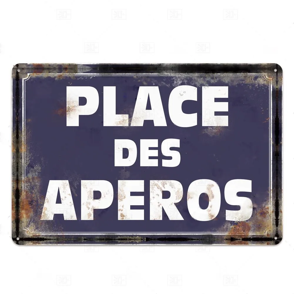 Металлическая винтажная французская Оловянная табличка Place Des Aperos в стиле ретро