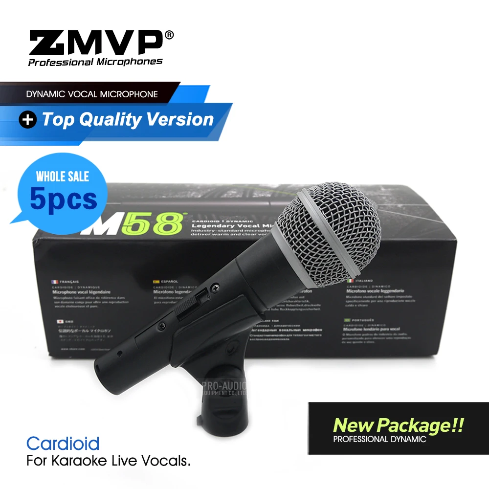 

5pcs New Package!! Grade A Quality SM58S Professional Wired Microphone SM58SK Mic with ON/OFF Switch For Performance Live Vocals