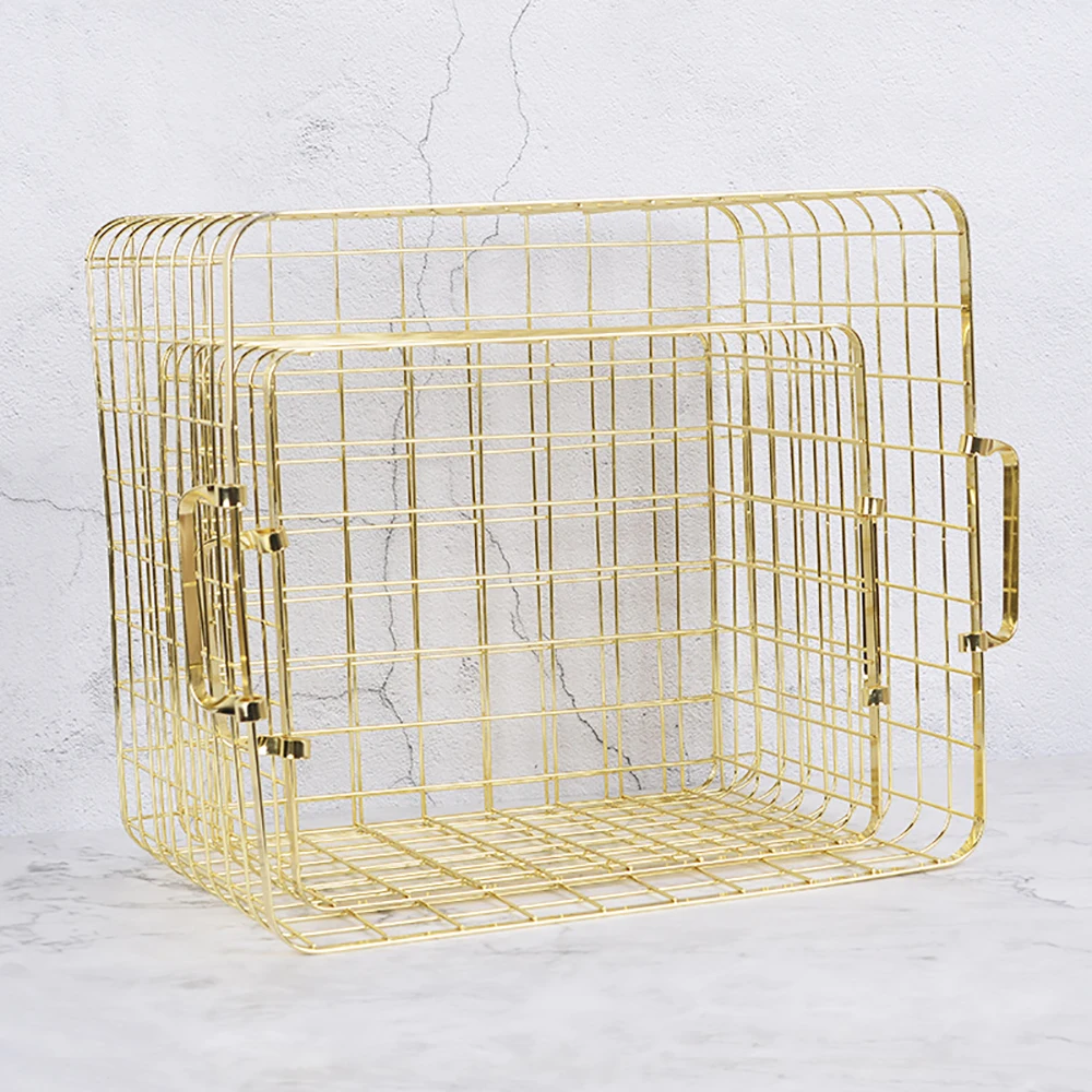 

Nordic Iron Wire Storage Baskets Kitchen Organizer Storage Container Desk Organizer Book Cosmetic Bathroom Shelf Home Organizer