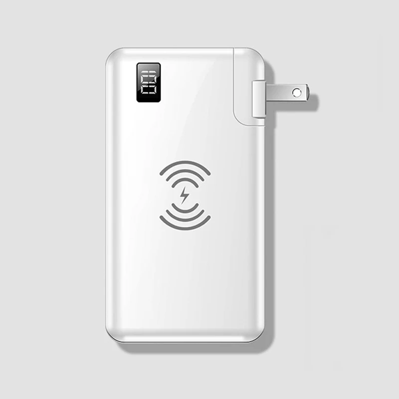 

3 in 1 Qi Wireless Charger Power Bank 10000mAh Built in Plug QC3.0 Fast Charger Powerbank for iPhone 12 Huawei Xiaomi Poverbank