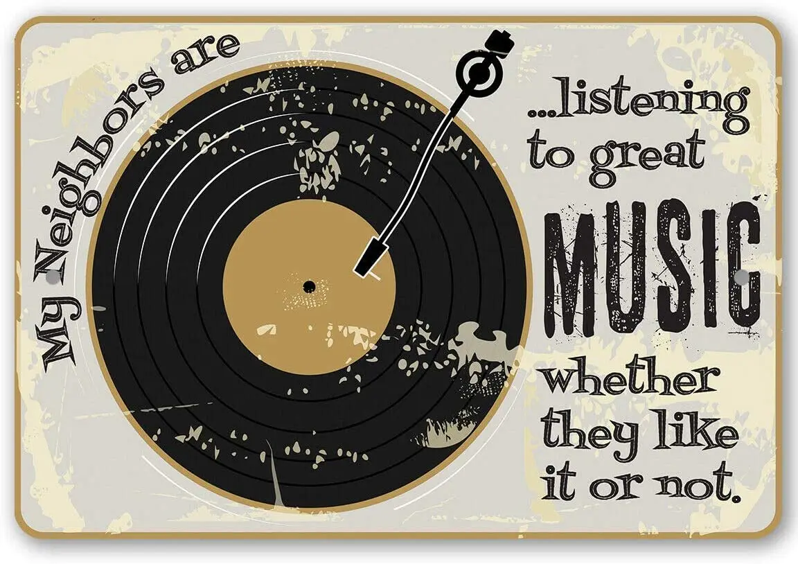 

Ретро Винтаж мои соседи слушают великолепную музыку металлический жестяной знак домашний бар кафе ретаурант настенные декоративные знаки ...