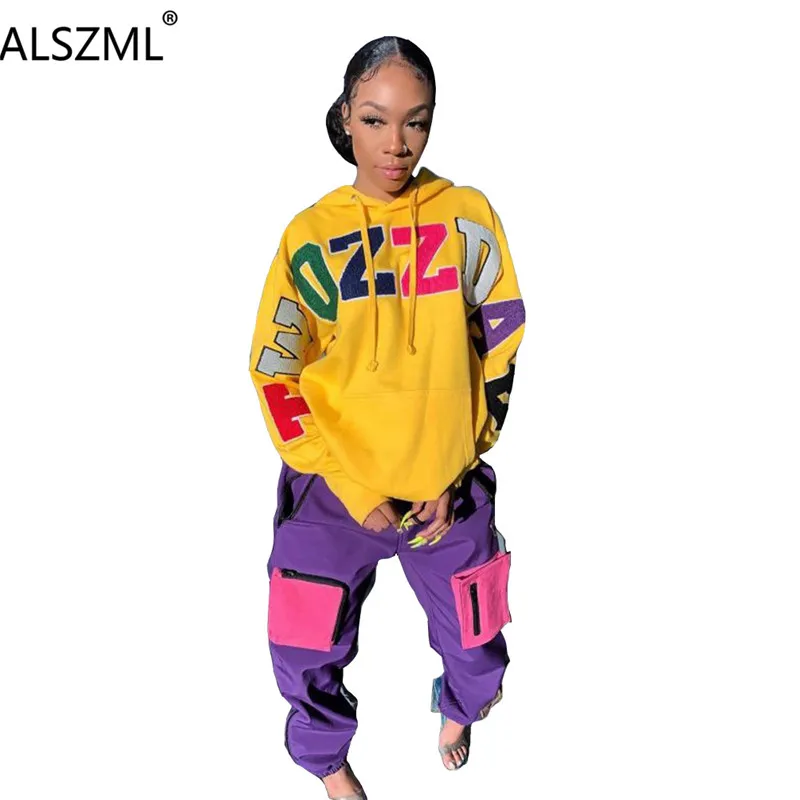 Новинка 2020 модные женские толстовки с радужными буквами Свободные повседневные