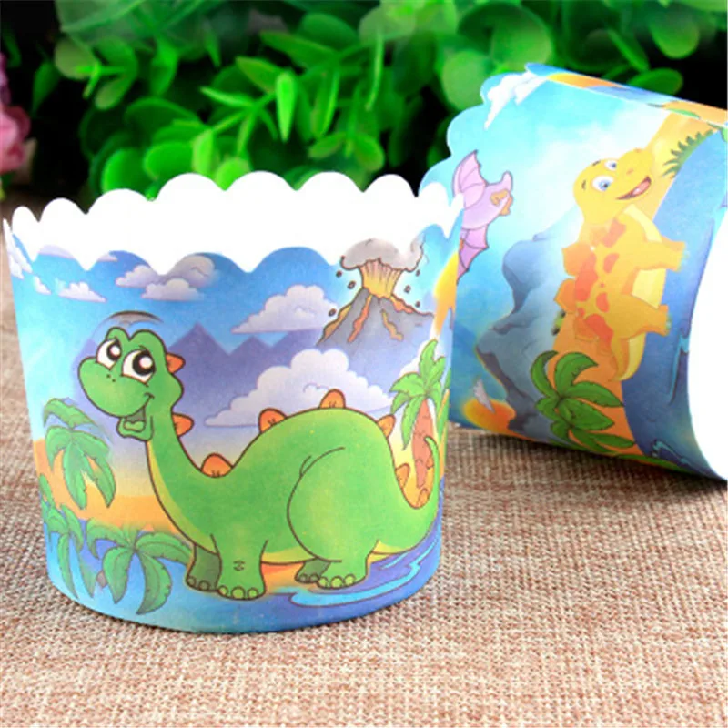 50 шт. мультяшный динозавр Маффин кекс бумажная чашка маслонепроницаемая