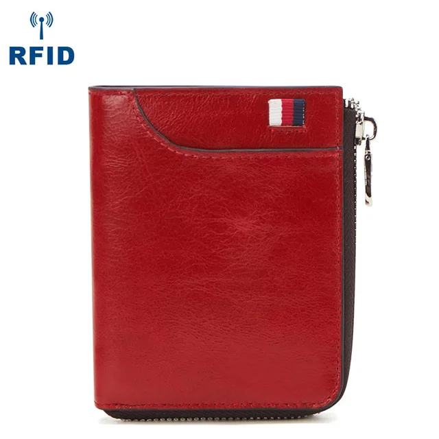 

Fashion Short Men Women Zipper Wallet RFID Blocking Business Credit Card Holder Leather Wallet Bag Purse Drop Shipping