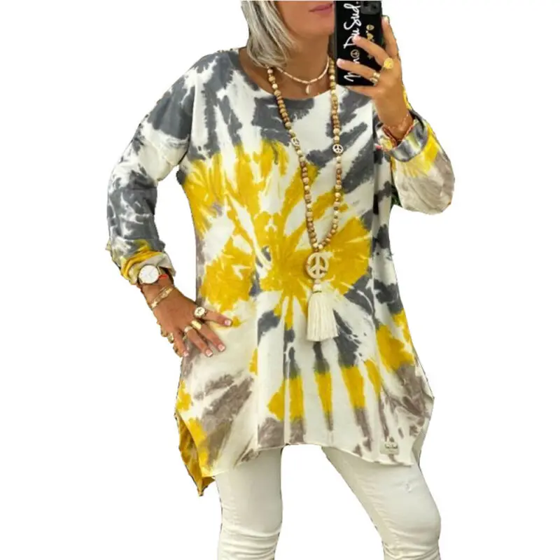 

Women Tie Dye Long Sleeve T-shirts Sweatshirt Casual Jumper Pullover Tops Blouse