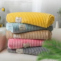 sofa blanket decoration travel cover blanket high quality warm flannel yellow blankets for beds throw