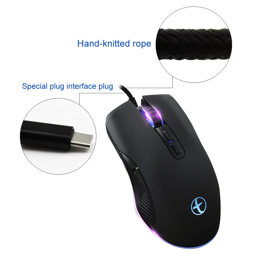 Мышь игровая Проводная с RGB подсветкой 3200DPI USB Type C|Мыши| |