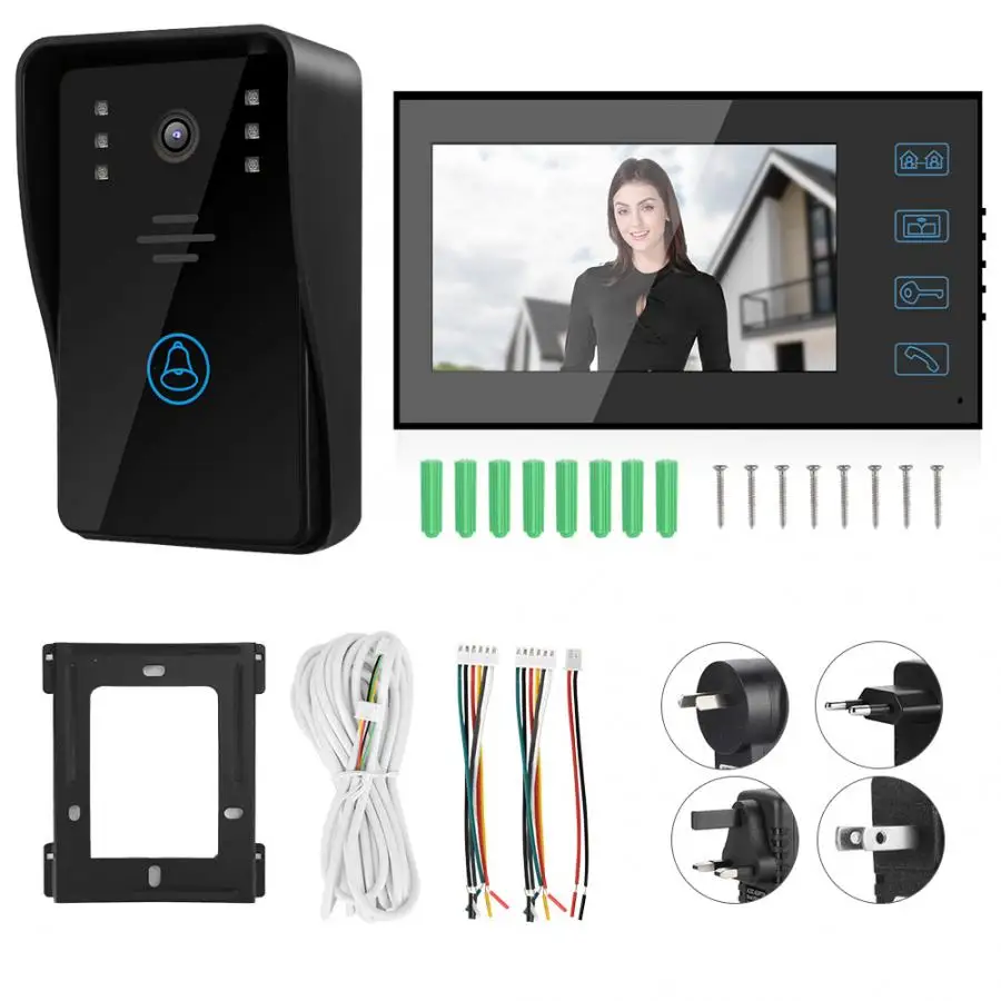 7 дюймовый водонепроницаемый Сенсорный дверной звонок с функцией ночного