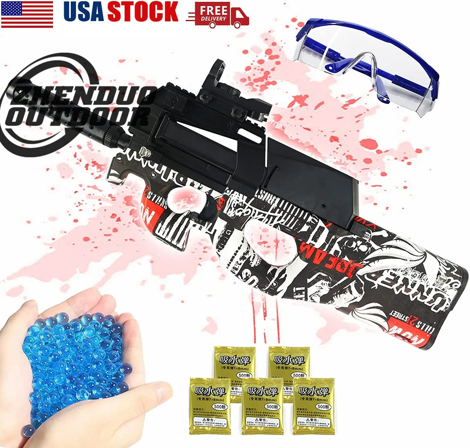 

Gel Ball Gun KUBLAI P90 Electric Gel Gun Blaster Shoot Water Bullet Beads Highly Assembled Toy Rifle for Outdoor Battle Game Age