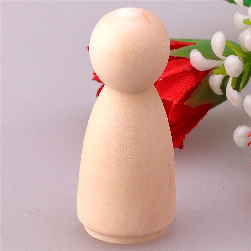 43mm girl 10 шт. DIY простой деревянный брелок колышки для кукол фигурки невесты Свадебный Торт Топперы ручной работы игрушки для детей Бытовая декоративная ремесла - Цвет: 43mm girl