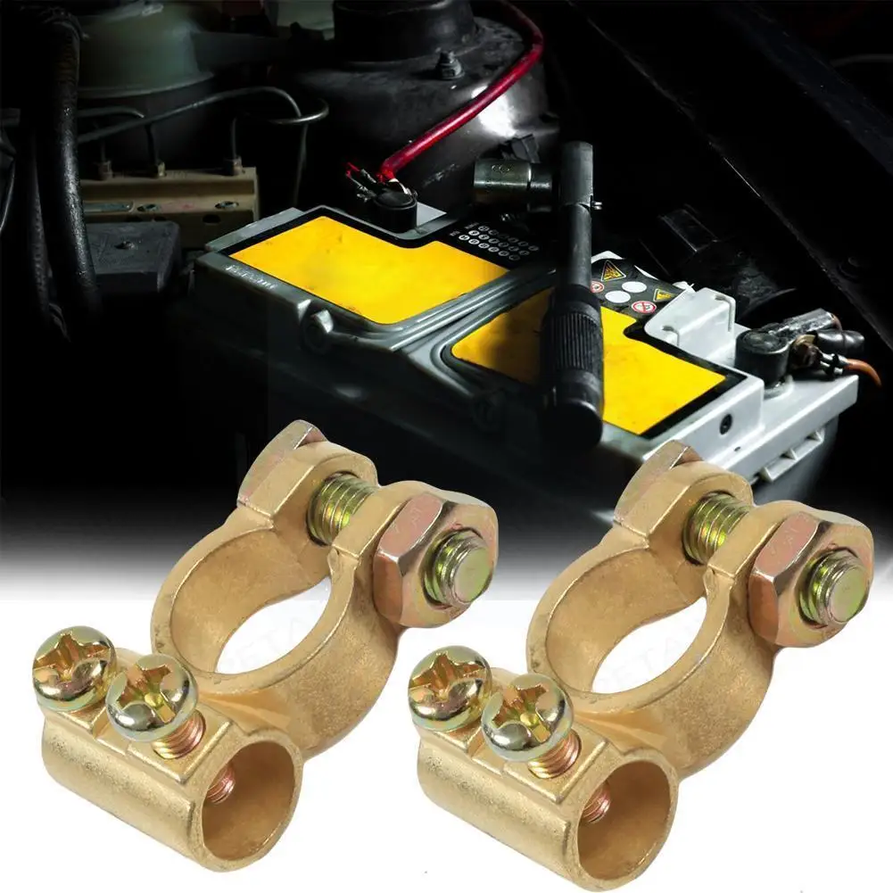 

1 Pair Car Battery Terminals Clamps Pair Screw Connection Negative Tool Models Brass To Up Fits For Many Cable Suitable Pos Y5H6