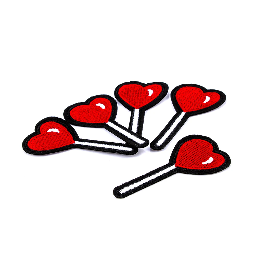 Пластырь для одежды с сердечком и леденцом 5 шт. пришивная эмблема на ткани шитья