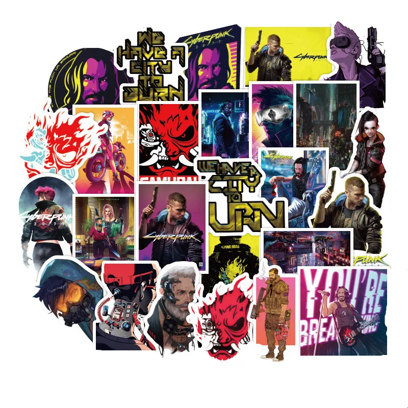 50 шт в наборе Лидер продаж наклейки из игры для лаптоп Чемодан ноутбук Cyberpunks