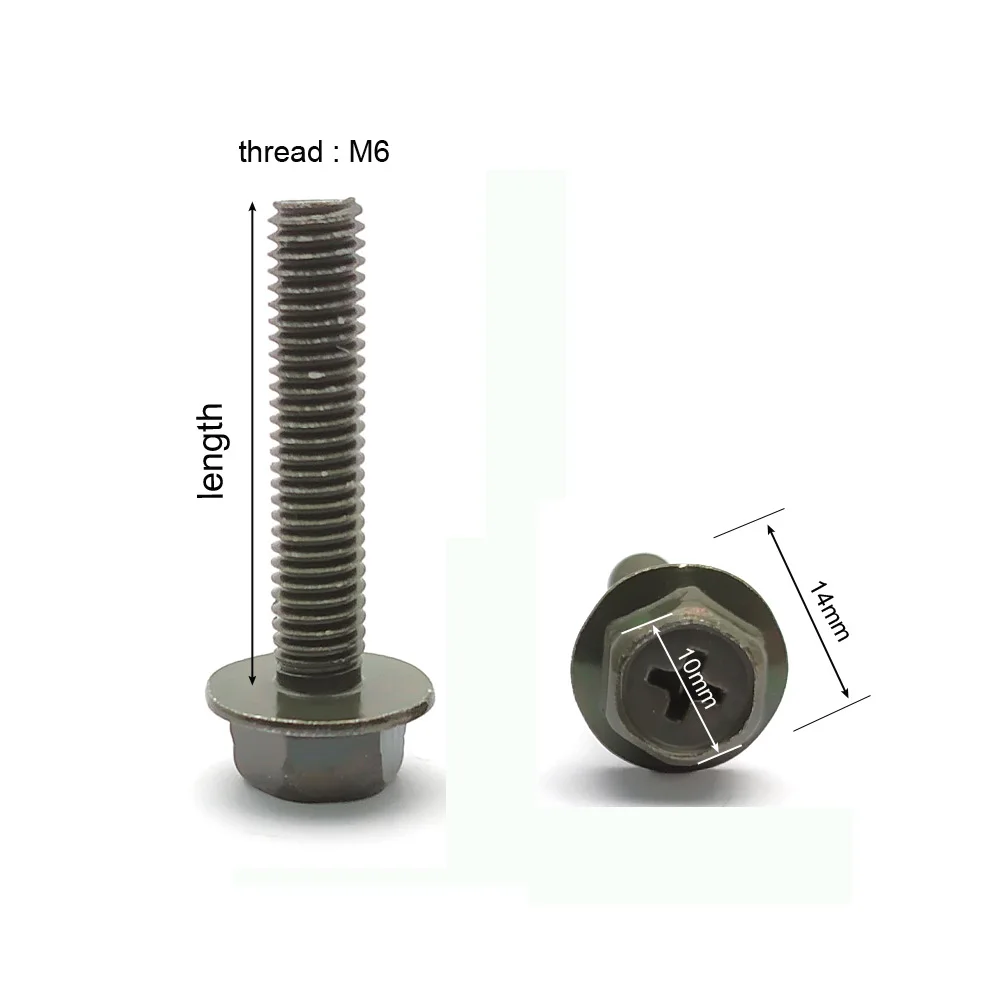 10 шт./лот шестигранные болты для мотоцикла скутера автомобиля M6 GB5789 фланец