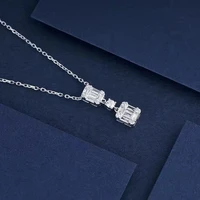 18k gold natural diamond emerald cut rectangular pendant necklace womens engagement party jewelry