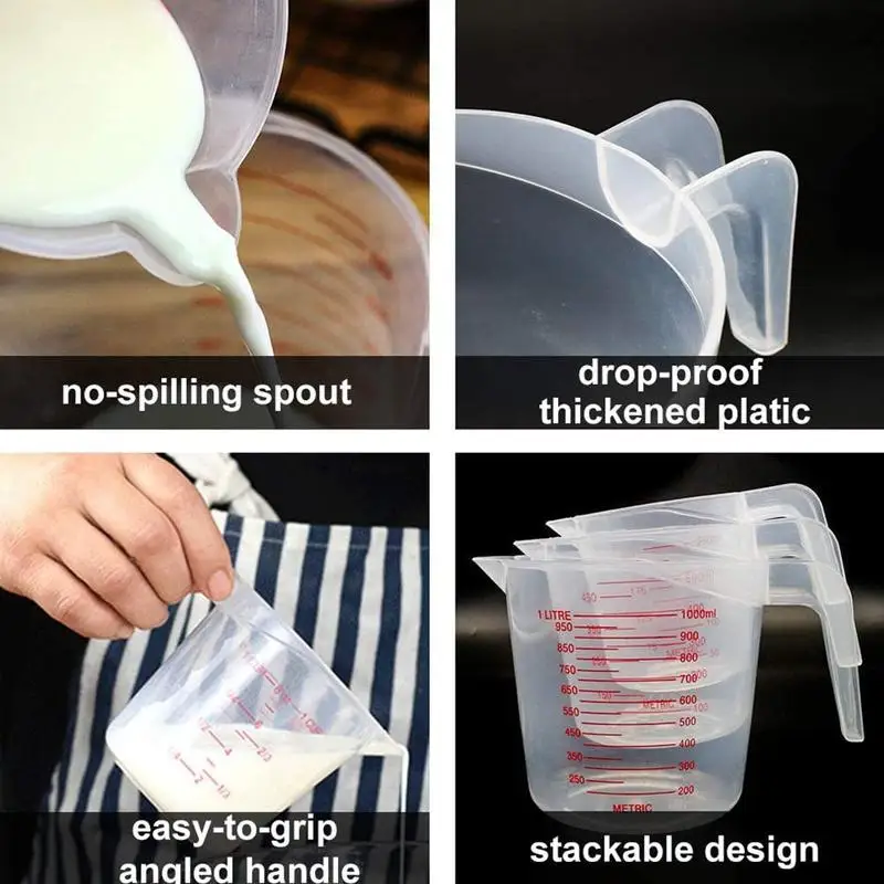 

250/500/1000ML Plastic Measuring Cup Kitchen Tool Supplies with Measuring Cup High Scale Quality T7U0