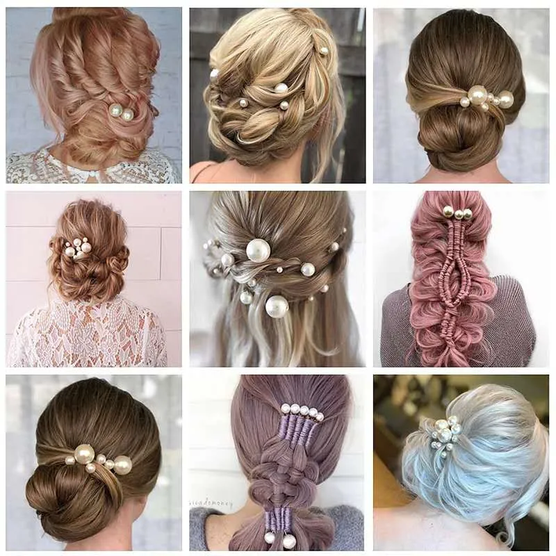 Fashion Romantic Luxury Pearl Flower Crystal Hair Pins Clips Headwear Bridesmaid Bride Wedding Party Styling Tool Accessories