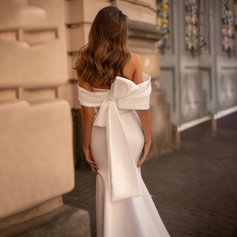 LORIE 2020 весенние атласные свадебные платья-русалки с открытыми плечами пляжные