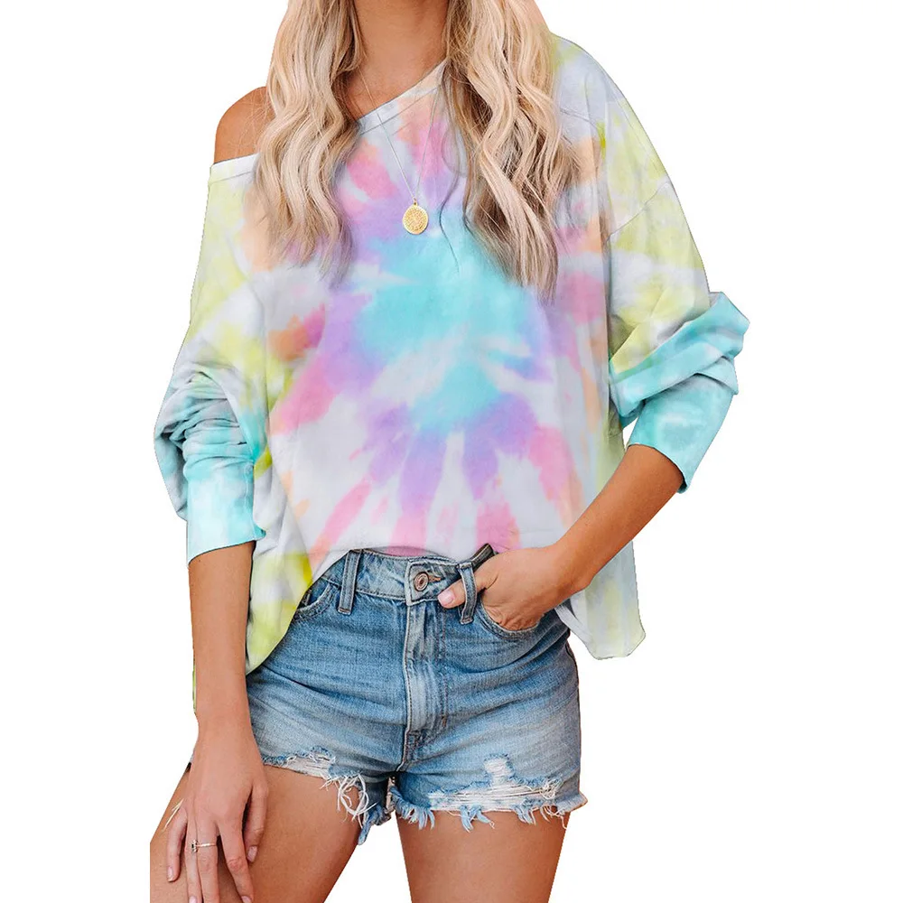 

2020 Tie-Dye Hoodless Women's Autumn Winter Loose Plus-sized Tops Hoodies Sweatshirt