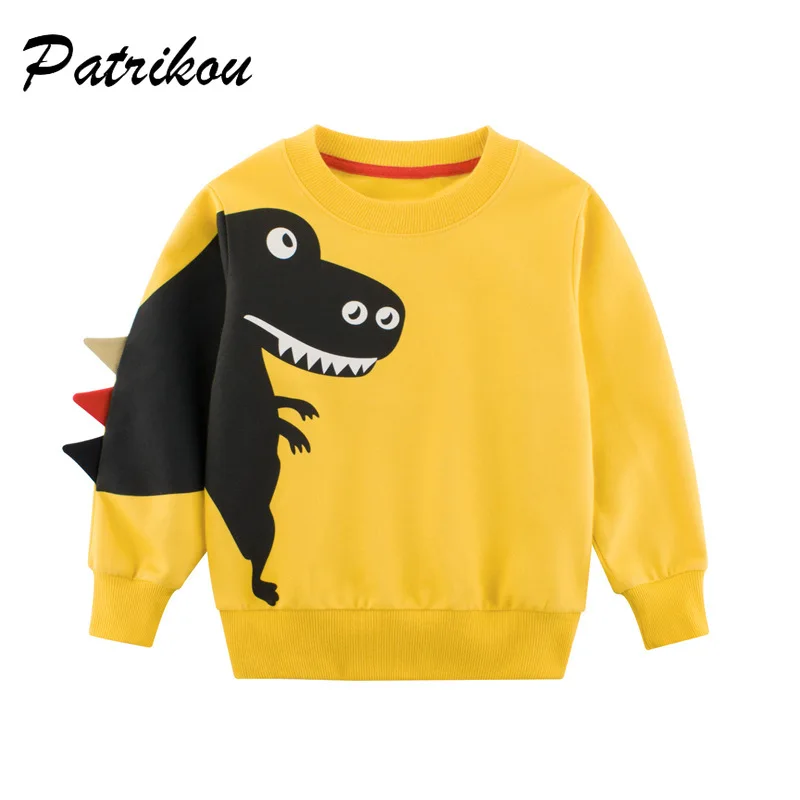 

T-shirts for Boys Clothing Cotton 3-8Y Kids Long-Sleeved Dinosaur Pattern Children's Tops Pullover Spring Cartoons Sweatshirts