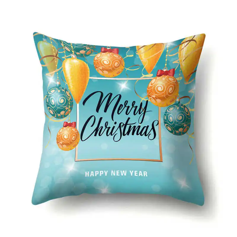 

Merry Christmas Cushion Covers Polyester Throw Pillow Case Xmas Car Decor Square 45*45 Cm Christmas Decorations For Home Sofa