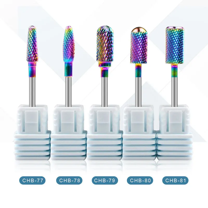 5 Pcs/Lot Rainbow Tungsten Steel Milling Cutter For Manicure  Removing Gel Varnish Burr Nail Drill Bits Set enlarge