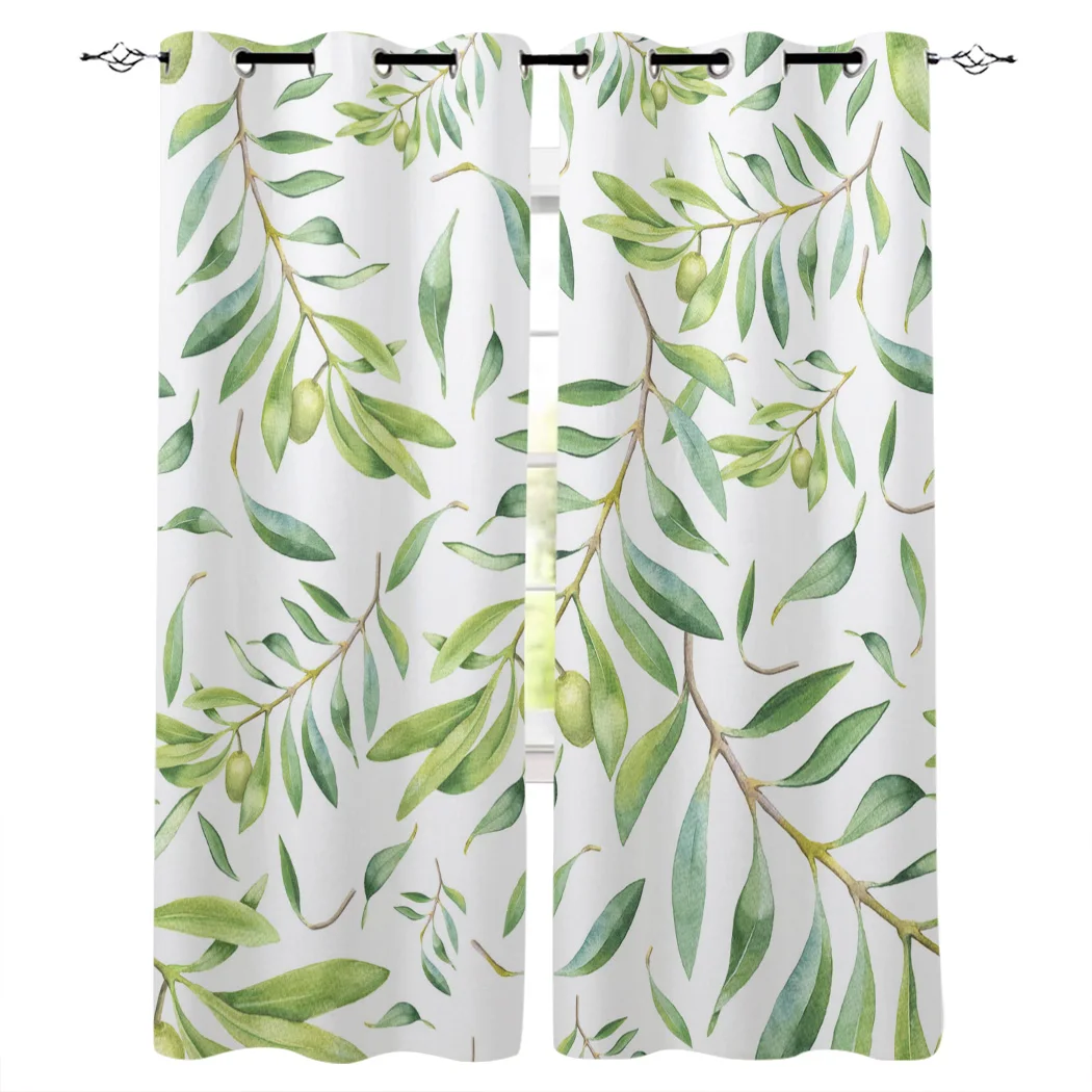 Летние занавески с тропическими растениями и зелеными листьями для гостиной