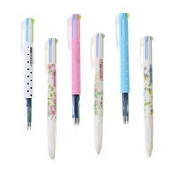 four color ballpoint pen creative flower with black blue green and red ink polka dot pattern office learning mark stationery