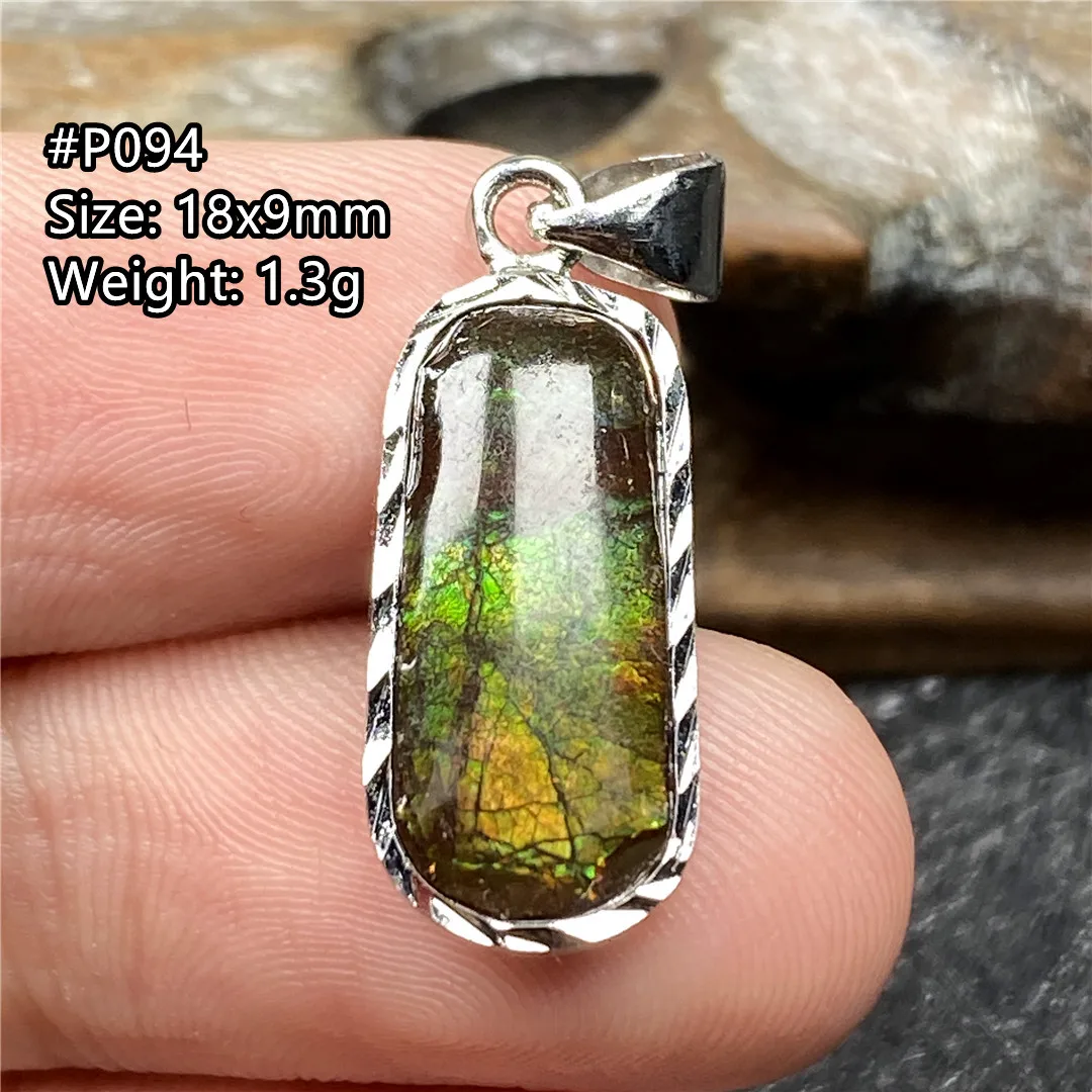 

Natural Green Ammonite Ammolite Crystal Pendant For Woman Men Healing Gift 18x9mm Beads Beauty Gemstone SilverJewelry AAAAA