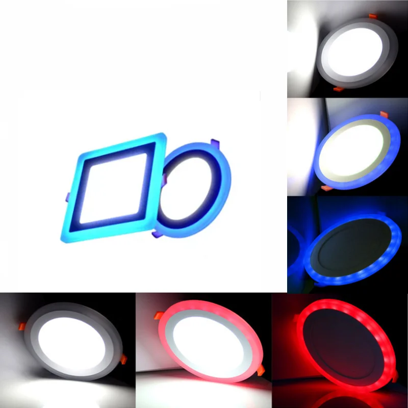 

Светодиодный Светильник направленного света 6 Вт, 9 Вт, 16 Вт, 24 Вт, светодиодный потолочный встраиваемый панельный светильник, декоративная круглая квадратная лампа синего и белого цветов, 2 цвета