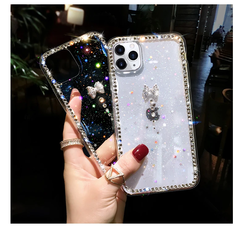 for iphone se2 case diamond glitter butterfly bling star phone case for iphone 11 pro max x xr xs se 2020 6 6s 7 8 plus cover free global shipping