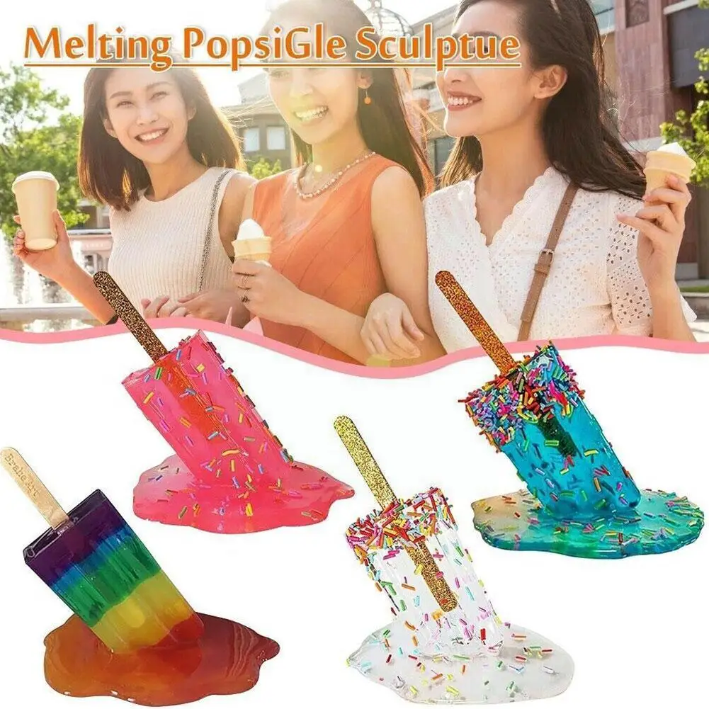 

Tricking Tool Melting Popsicle Sculpture Ice Statue Decoration Miniature Resin Craft Used For Joking Ice Cream Garden Decor K6z5