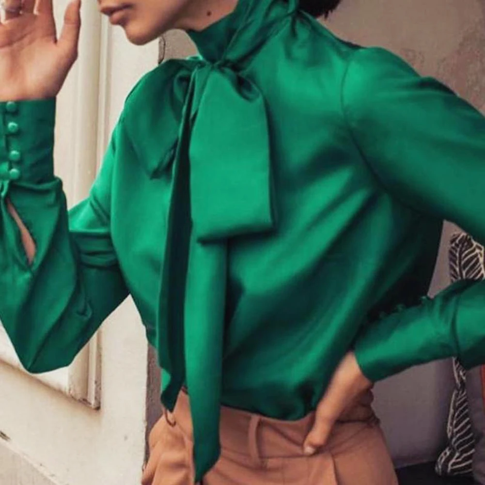 Офисные женские туфли Длинные рукава с высоким воротом Пуловер лентой кнопки