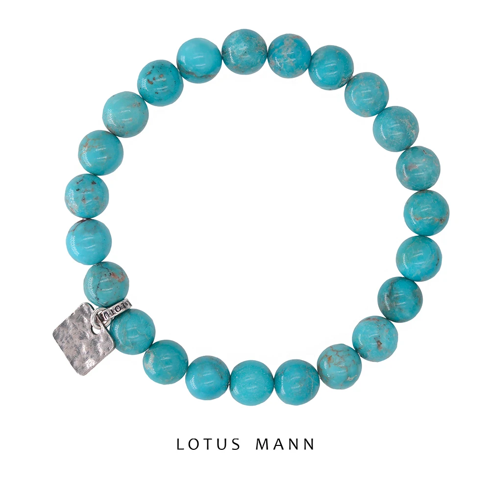 

Lotus Mann Hubei Turquoise Sterling Silver Small Square Piece Minimalist Style Single Circle Couple Bracelet