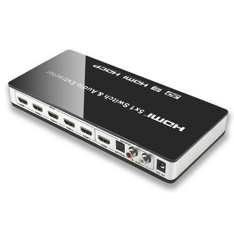 UHD HDMI совместимый выключатель 1 4 в 5x1 spdif toslink аудио экстрактор 4K 3D ARC EDID настройки