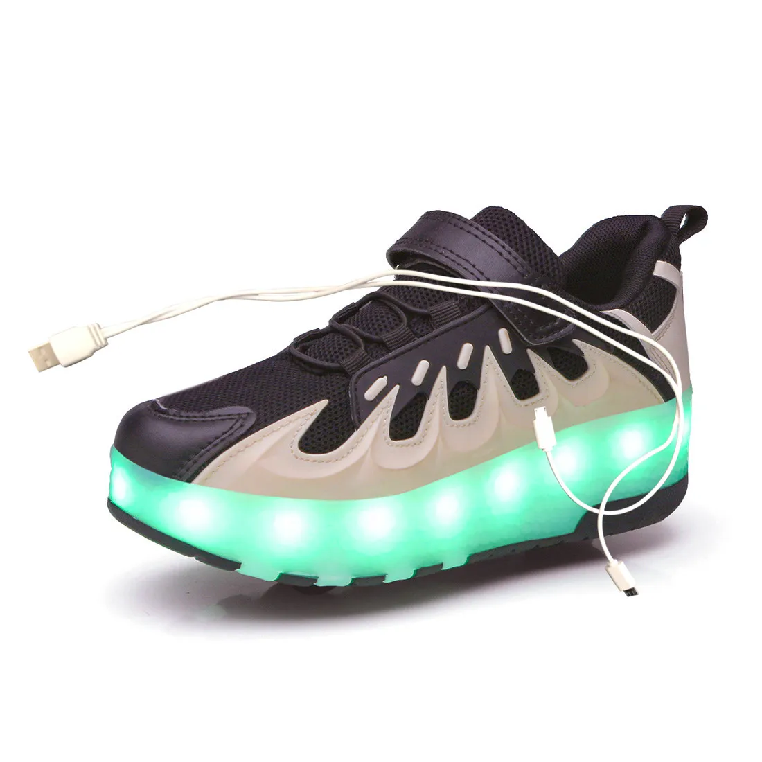 

2020 New USB charge LED Colorful Children Kids Fashion Sneakers with Two Wheels Roller Skate Shoes Boys Girls Shoes