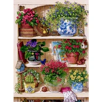 painting by numbers dropshipping bookcase potted flowers flower handmade oil for living room wall decor painting hand painted