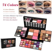 eyeshadow glitter makeup set 74 color a box palette layers concealer lipstick powder blush cosmetics set with mirror and brushes