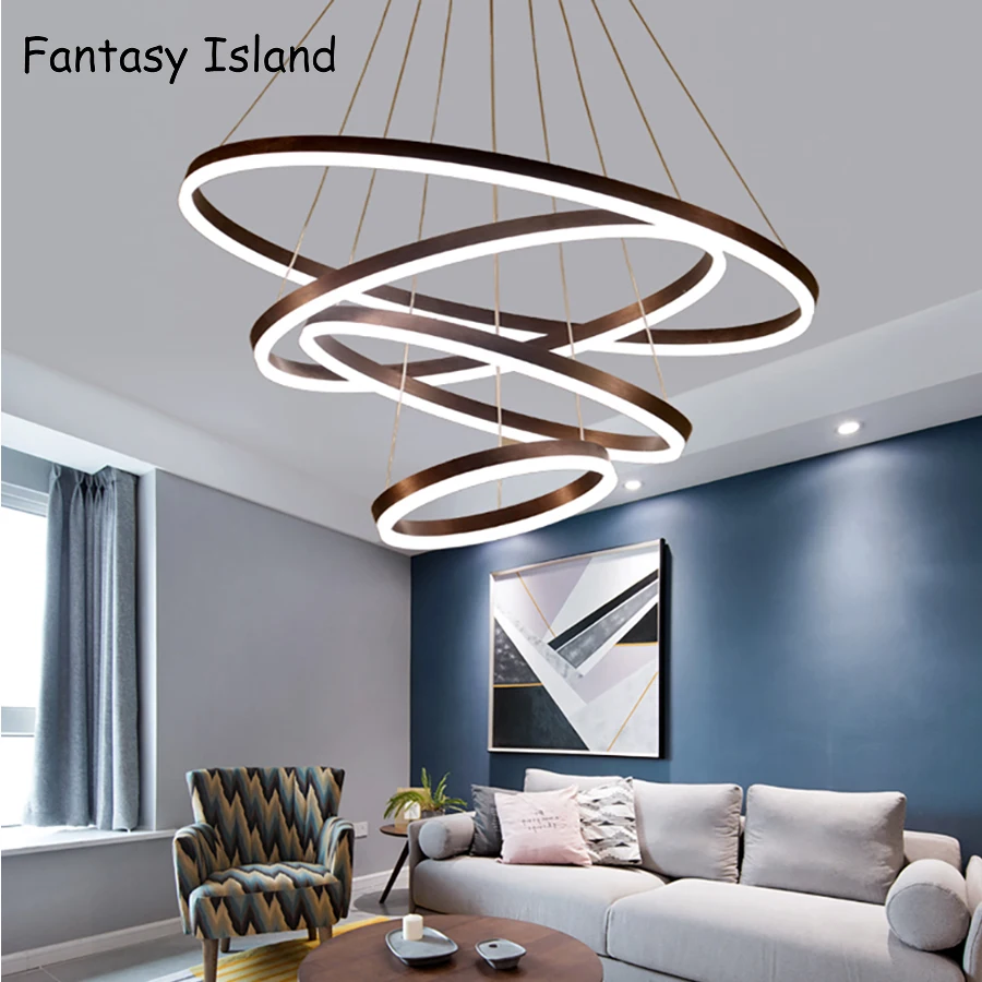 

Modern Design Gold Housing minimalist round pendant light designer hanging light suspension gold circle ring lamp led villa home