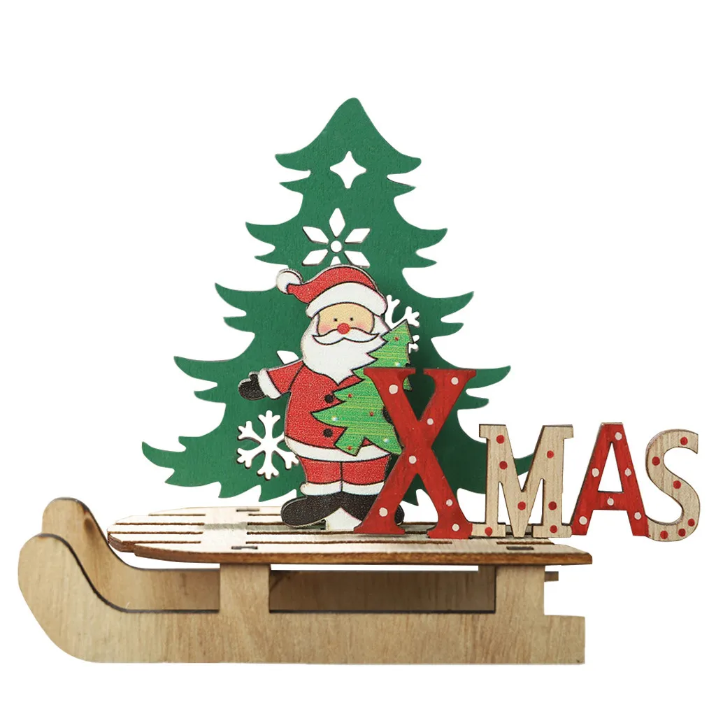Рождественские деревянные самодельные Украшения в виде Санта Клауса сани
