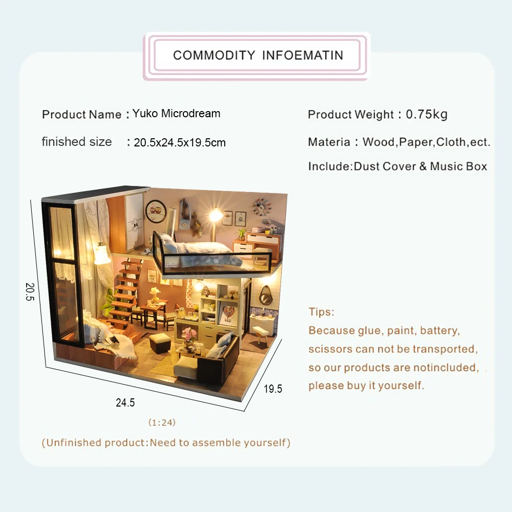 cutebee diy dollhouse kit wooden doll houses miniature dollhouse furniture kit with led toys for children christmas gift td16 free global shipping