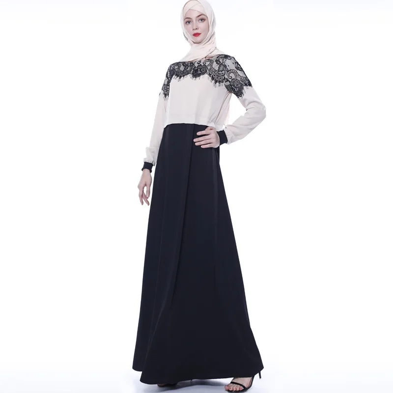 Платье женское длинное кружевное в мусульманском стиле